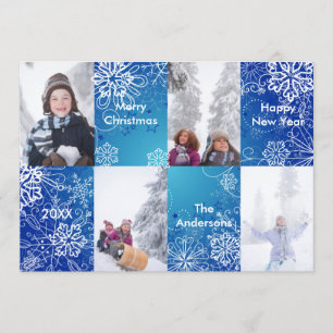 4 Foto Blue Snow Background - Weihnachtskarte Einladung