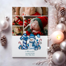 4 Foto Blue Snowman Erster Weihnachtsmann Feiertagskarte