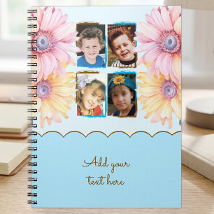 4 Foto Blumen Text Blau Braun Notizblock