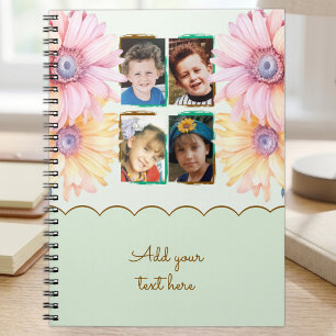 4 Foto Blumen Text grün braun Notizblock