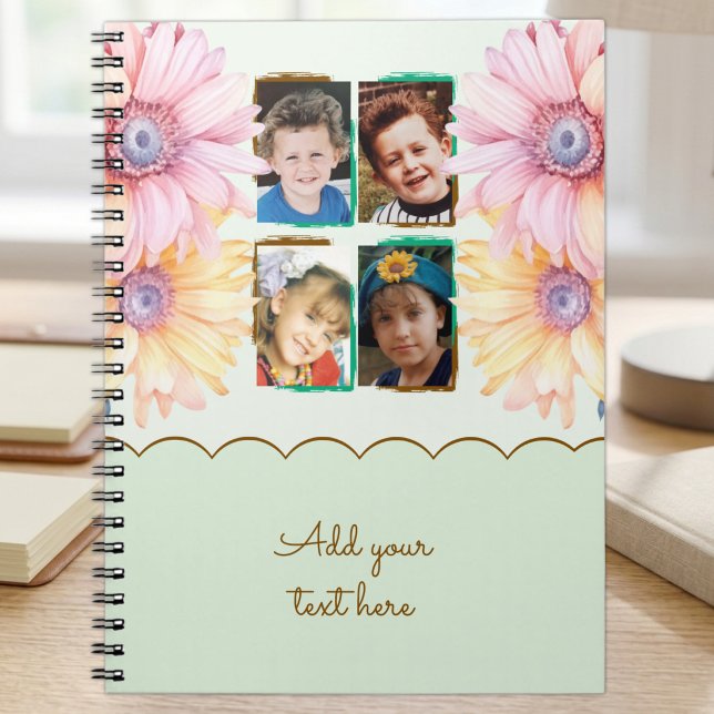 4 Foto Blumen Text grün braun Notizblock (Von Creator hochgeladen)
