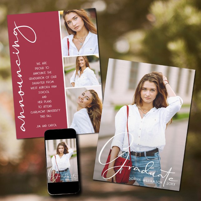 4 Foto Collage Abschluss Crimson Ankündigung (Von Creator hochgeladen)