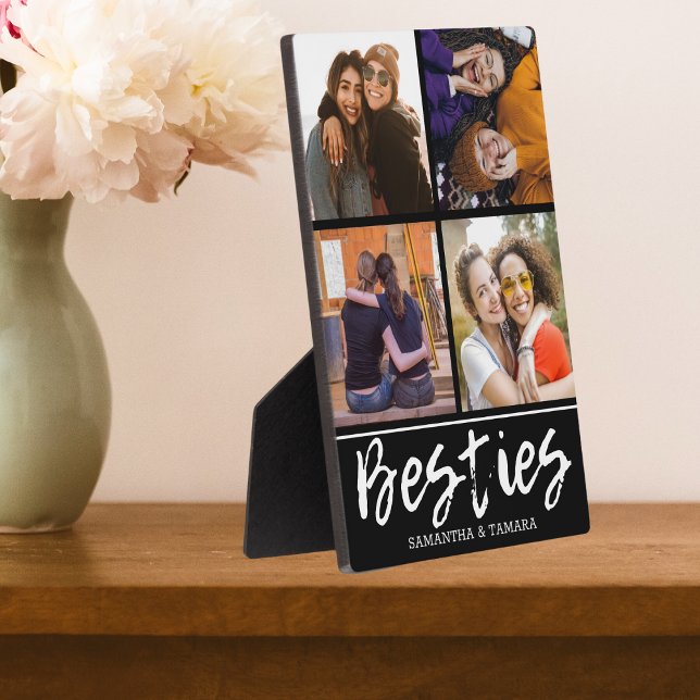 4 Foto Collage Besties BESTE FREUNDIN Name Black Fotoplatte (Von Creator hochgeladen)