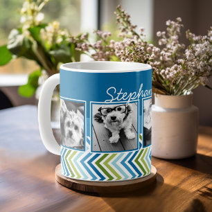 4-Foto-Collage Bunte Chevrons Kaffeetasse