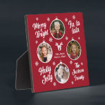 4 Foto Collage Christmas Baubles Red Plaque Fotoplatte<br><div class="desc">Perfektes Geschenk,  um eine festliche Touch zu jedem Weihnachtsgeschenk,  das Sie geben hinzuzufügen. 6 Foto Collage Oma Ornamente Weihnachten Rot</div>