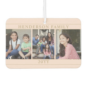 4 Foto Collage Familienname Blush Pink Gold Herz Autolufterfrischer