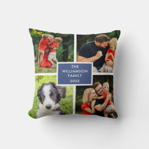 4 Foto-Collage Familienname Kissen
