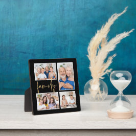 4 Foto Collage Family Gold Black Fotoplatte