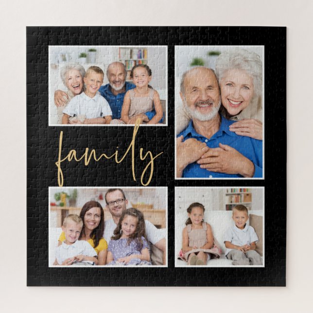 4 Foto Collage Family Gold Black Square (Vertikal)