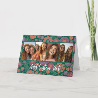 4-Foto-Collage - Florales Hintergrundbild mit Text Karte