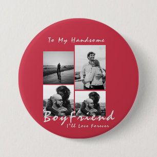4-Foto Collage Forever Boyfriend Valentine's Day Button
