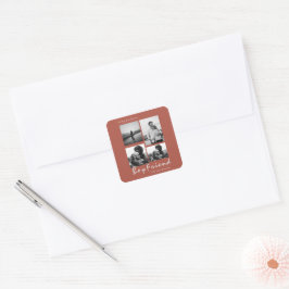4-Foto Collage Forever Boyfriend Valentine's Quadratischer Aufkleber