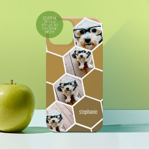 4-Foto-Collage - funky hexagonales Muster Gold Case-Mate iPhone 14 Hülle