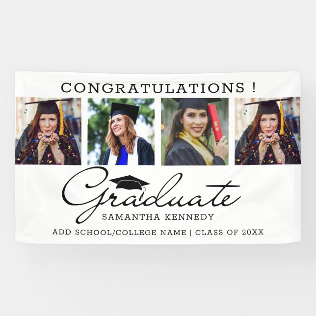 4 Foto Collage Glückwunschs Graduate 2025 Abschlus Banner (Horizontal)