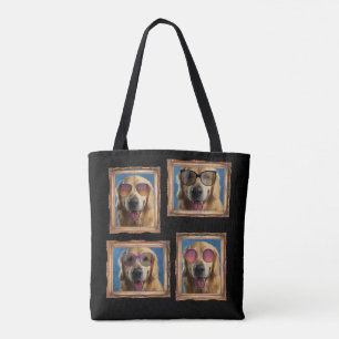 4 Foto Collage Gold Frame Hunde Familie Tasche