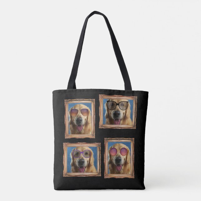 4 Foto Collage Gold Frame Hunde Familie Tasche (Rückseite)