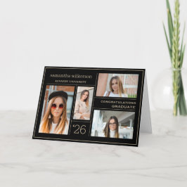 4 Foto Collage Gold Herzlichen Glückwunsch Graduat Karte