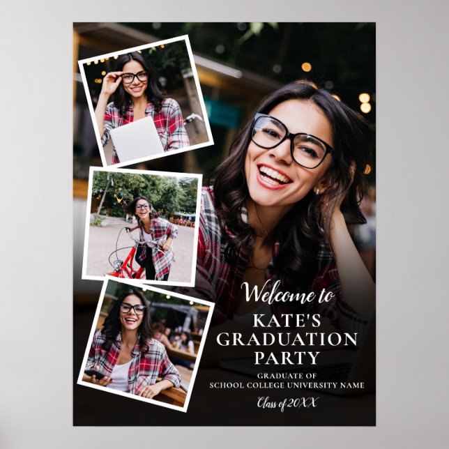 4 Foto Collage Graduation Party Welcome SIgn Poster (Vorne)