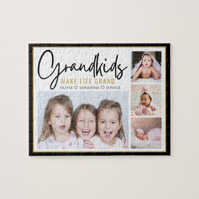 4 Foto Collage Grandkids machen lebensgroßes Zitat (Horizontal)
