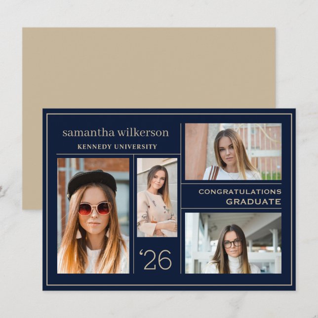 4 Foto Collage Gratulation Graduate Mitteilungskarte (Vorne/Hinten)