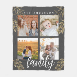 4 Foto Collage Grid Skript Fleece Blanket