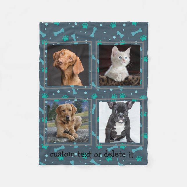 4 Foto Collage Hund Haustier Personalisiert Fleecedecke (Vorderseite)