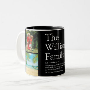 4 Foto-Collage Ihre Familiendefinition Zweifarbige Tasse