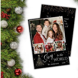 4 Foto Collage Joto the world Black Christmas Feiertagskarte