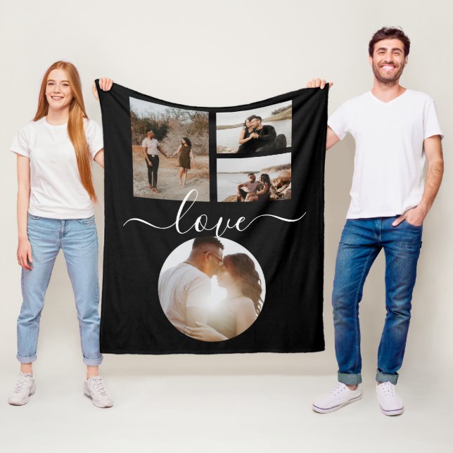 4 Foto Collage Liebe Personalisiert Fleecedecke (Beispiel)