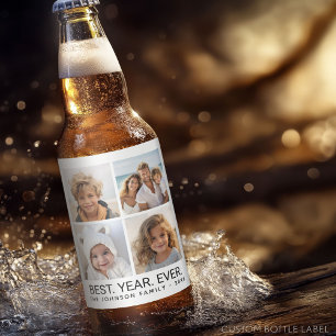 4-Foto-Collage Minimalist - Bestes Jahr überhaupt Bierflaschenetikett