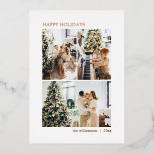 4 Foto Collage Minimalistisch Elegante Rose Gold Folien Feiertagskarte