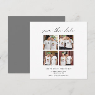 4 Foto Collage Minimalistisch Moderne Schrift Grau Save The Date