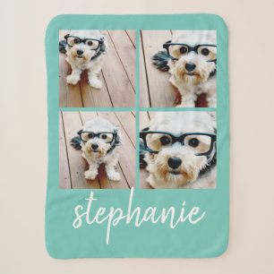 4 Foto-Collage Minimalistischer handgeschriebener Sherpadecke