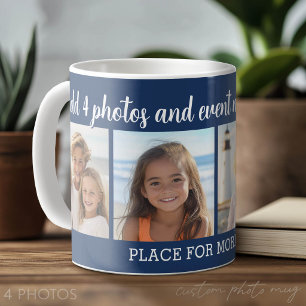 4-Foto-Collage mit 2 Textzeilen - Party Kaffeetasse