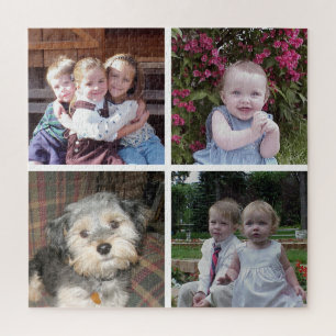 4-Foto-Collage mit minimalem weißen Hintergrund