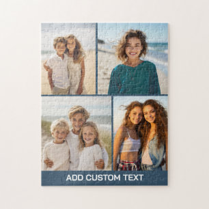 4 Foto-Collage mit modernem Text - blau und weiß