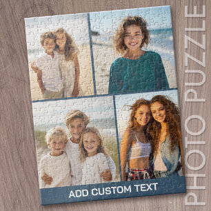 4 Foto-Collage mit modernem Text - blau und weiß