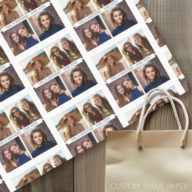 4-Foto-Collage - mit Textblock Seidenpapier (Custom Photo Tissue Paper)