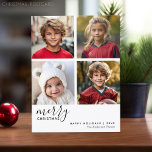 4 Foto Collage - Moderne frohe Weihnachtsschwarz Feiertagspostkarte<br><div class="desc">Verwenden Sie vier Bilder und machen Sie ein einzigartiges und trendiges fröhliches Weihnachtsgrüßen mit einem Schwarz-Weiß-Thema. Wenn Sie etwas bewegen möchten,  klicken Sie auf die Schaltfläche Anpassen,  um Änderungen vorzunehmen.</div>