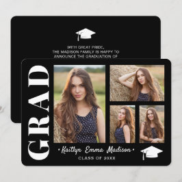 4 Foto Collage Modernes Skript Schwarz/Weiß Grad Ankündigung