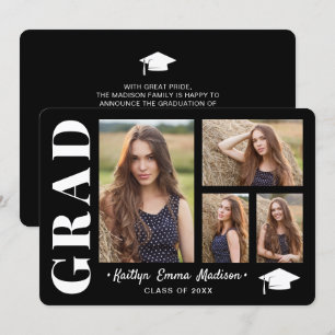 4 Foto Collage Modernes Skript Schwarz/Weiß Grad Ankündigung