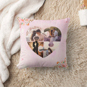 4 Foto Collage Rosa Bläserpuzzle Herz Custom Kissen