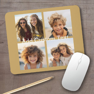 4-Foto-Collage - Sie können den Hintergrund gold ä Mousepad