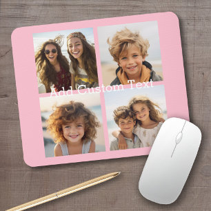 4-Foto-Collage - Sie können den Hintergrund rosa ä Mousepad