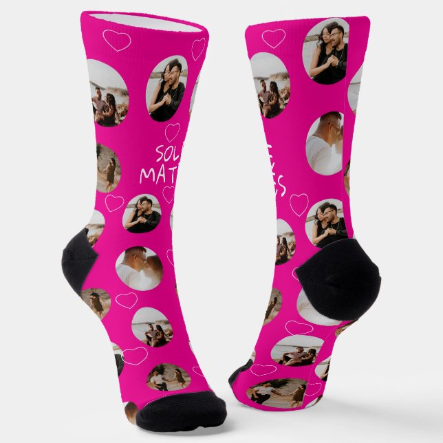 4 Foto Collage Sole Mates (lustiges Soul) Socken (Gewinkelt)