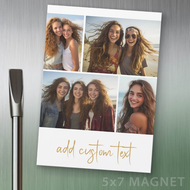 4 Foto-Collage - Trendige Schrift Magnet (Photo Magnet - 5x7 size)