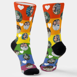 4 Foto Collage und Heart Template Rainbow Prix Socken