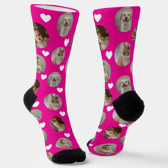 4 Foto Collage Vorlage Mach dein eigenes Spaß Socken (Gewinkelt)