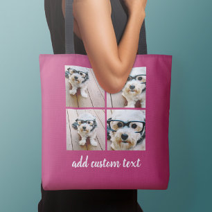 4-Foto-Collage - WÄHLEN SIE IHRE HINTERGRUNDFARBE Tasche