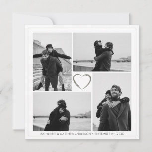 4 Foto Collage Wedding Anniversary Name & Datum Einladung